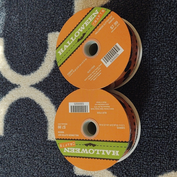 Halloween Glitter Dot Ribbon - 2 Rolls - NWT - Picture 5 of 8